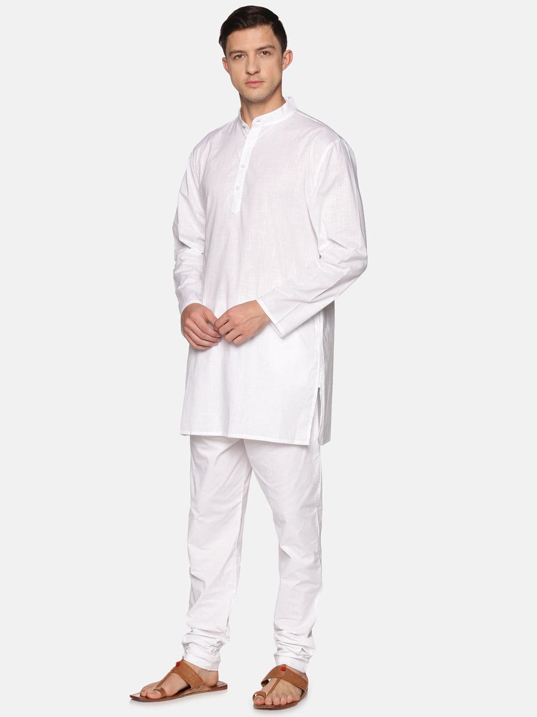 Men White Colour Cotton Kurta Pyjama Set