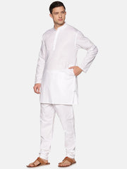 Men White Colour Cotton Kurta Pyjama Set