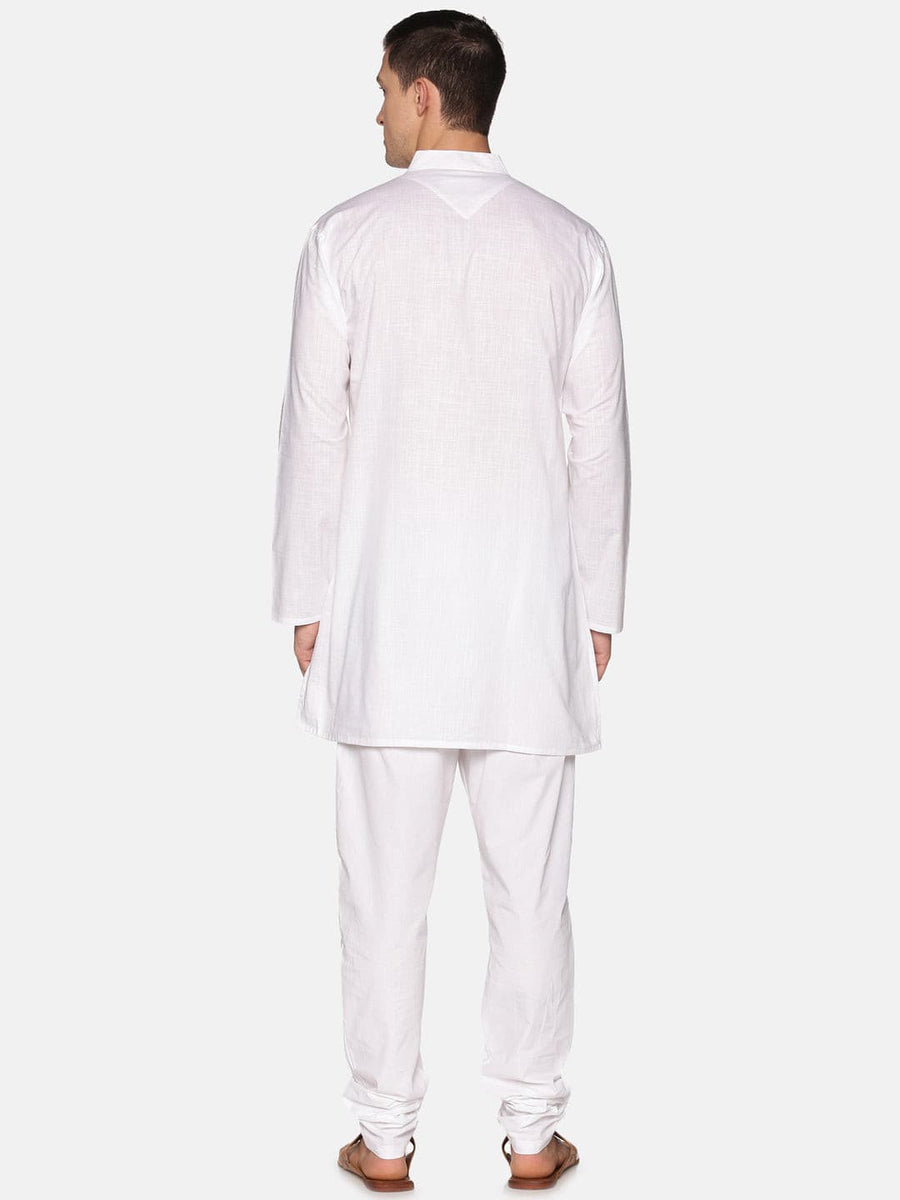 Men White Colour Cotton Kurta Pyjama Set