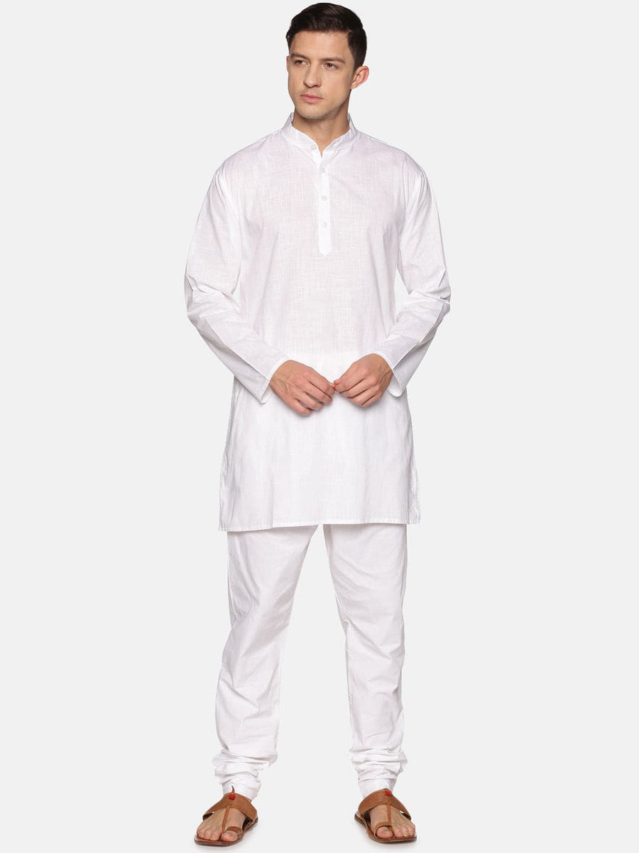 Men White Colour Cotton Kurta Pyjama Set
