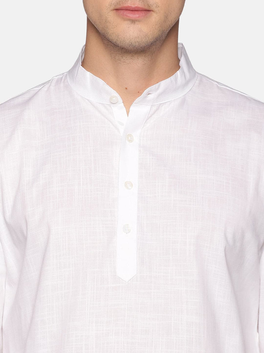 Men White Colour Cotton Kurta Pyjama Set