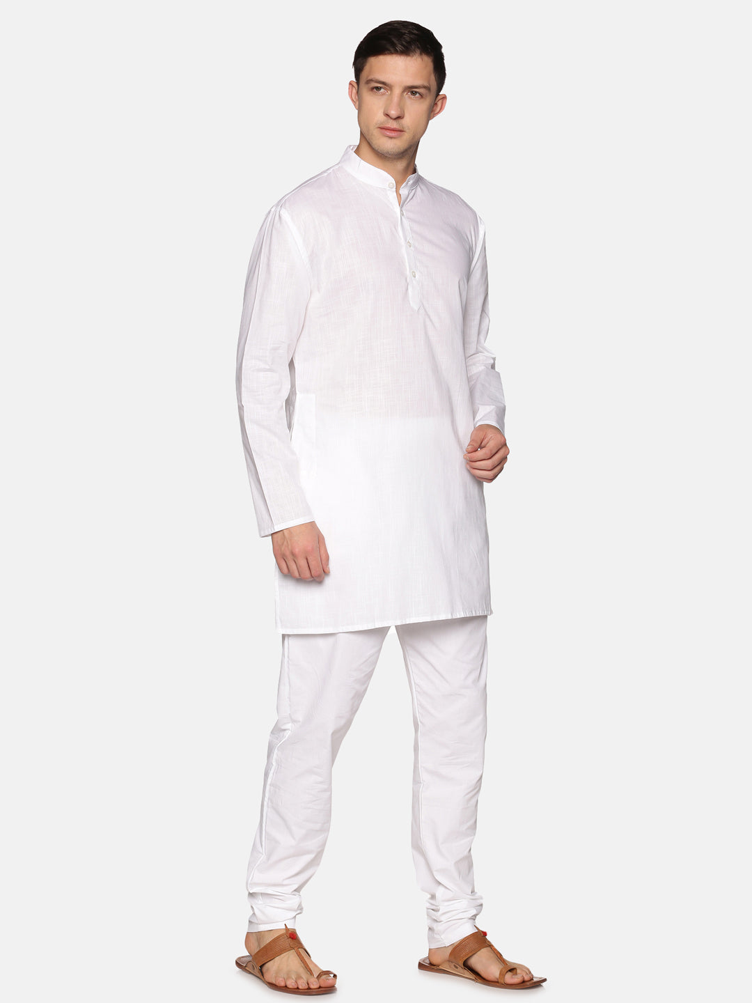 Men White Colour Cotton Kurta Pyjama Set