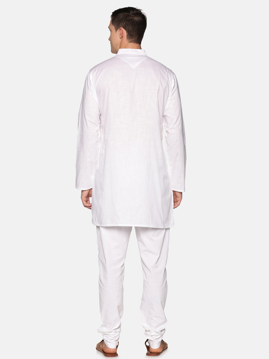 Men White Colour Cotton Kurta Pyjama Set