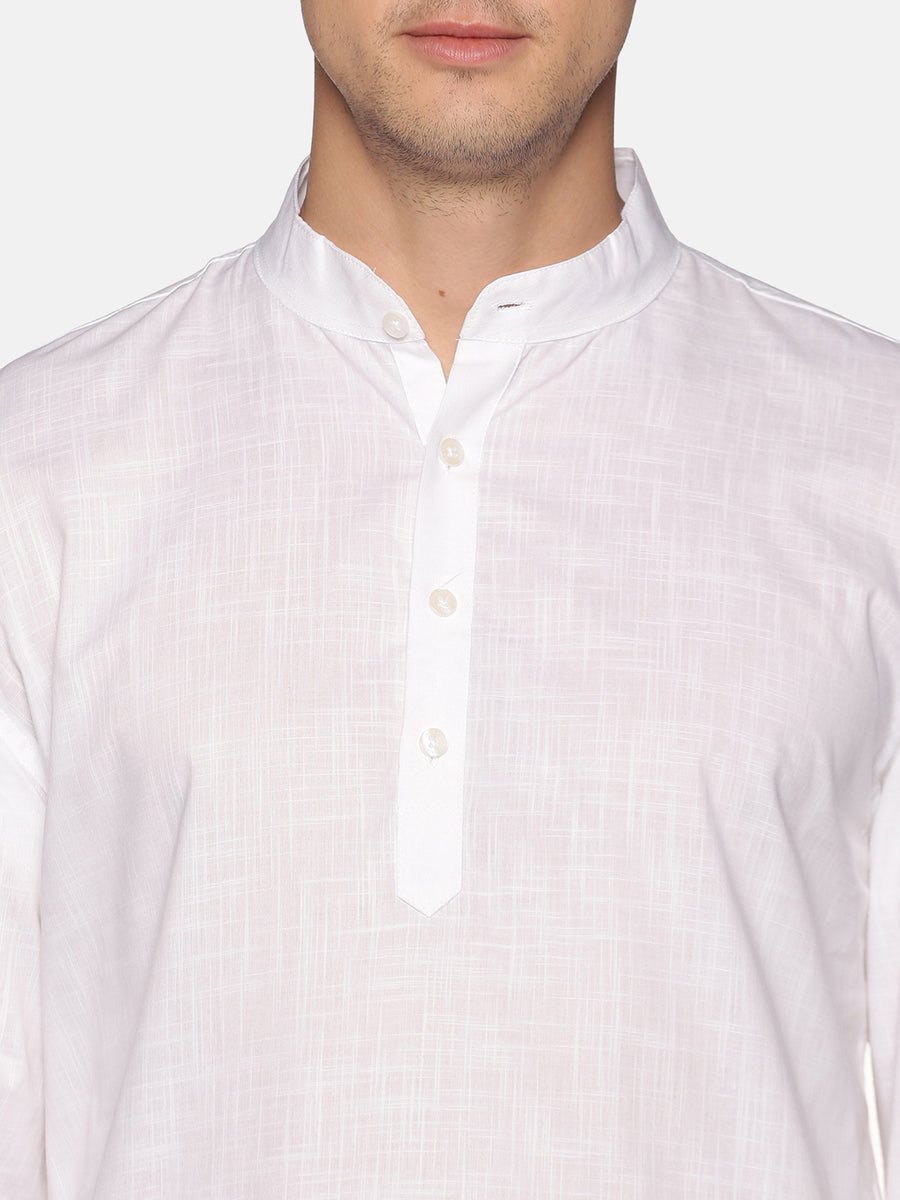 Men White Colour Cotton Kurta Pyjama Set