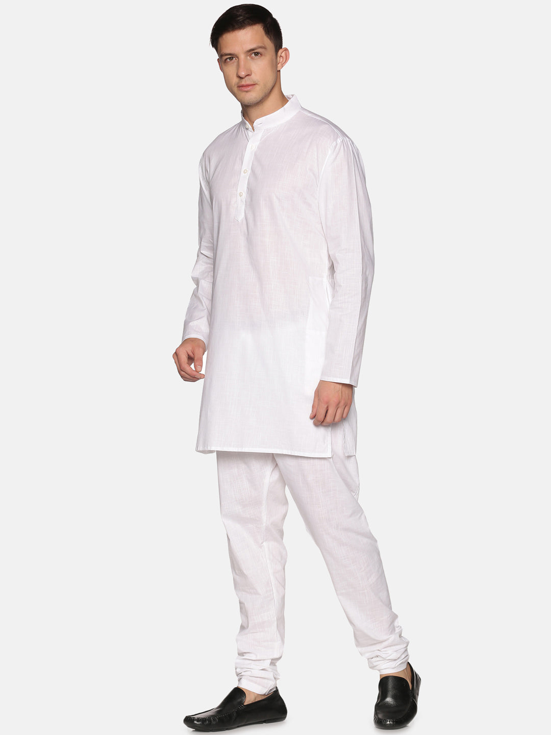 Men White Colour Cotton Kurta Pyjama Set