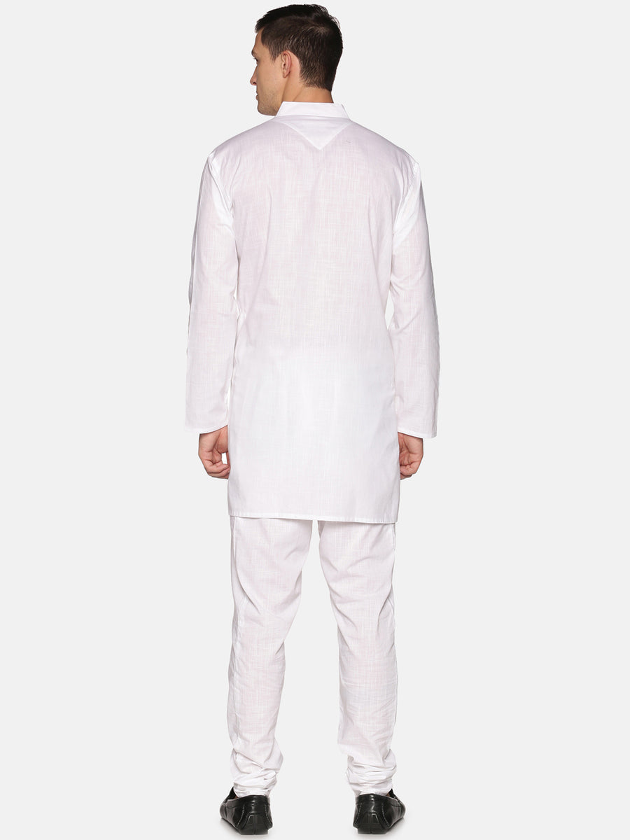 Men White Colour Cotton Kurta Pyjama Set