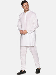Men White Colour Cotton Kurta Pyjama Set