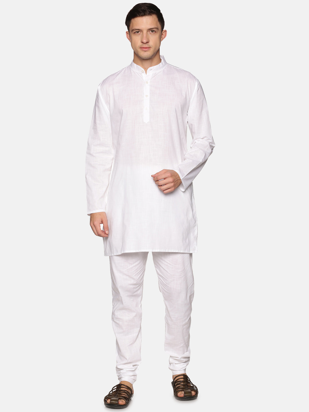 Men White Colour Cotton Kurta Pyjama Set