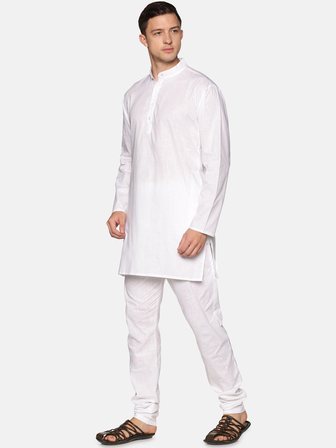 Men White Colour Cotton Kurta Pyjama Set