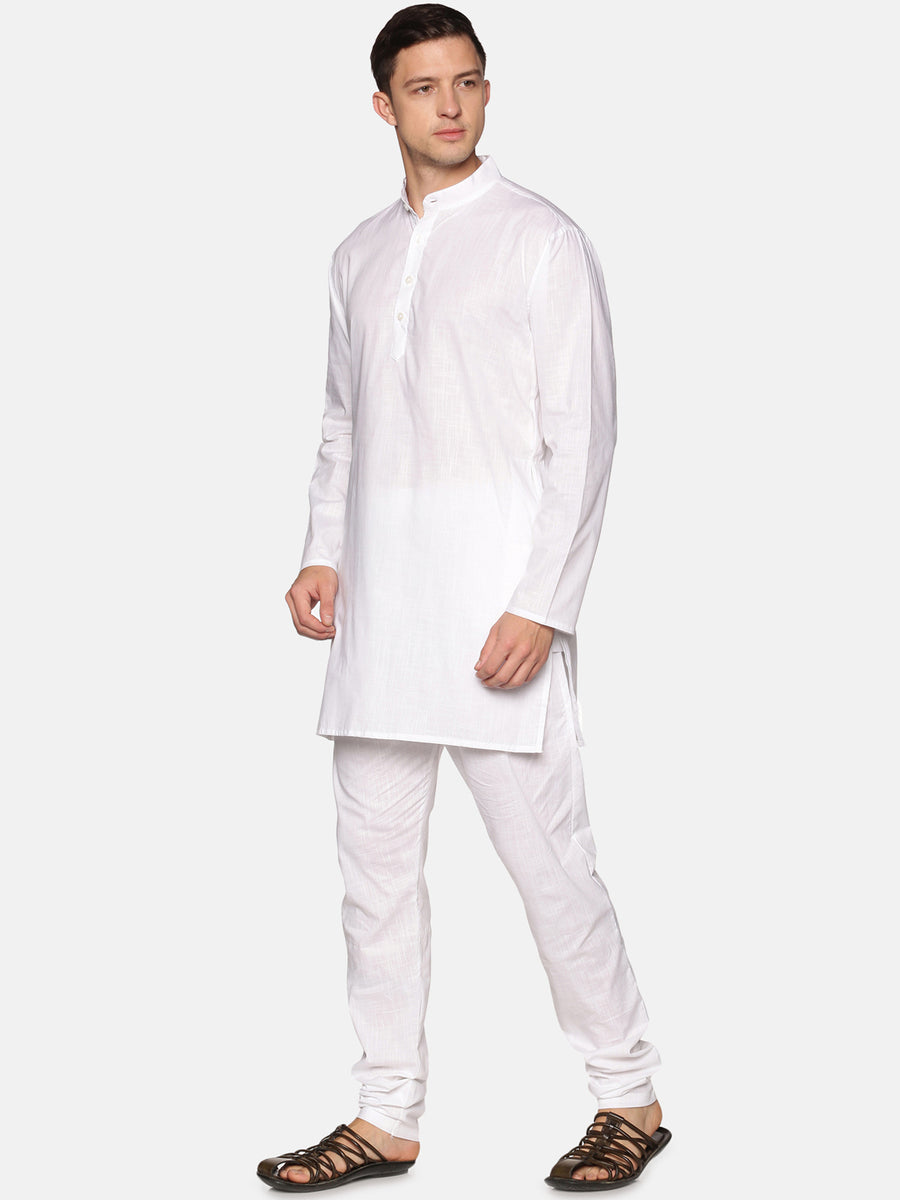 Men White Colour Cotton Kurta Pyjama Set
