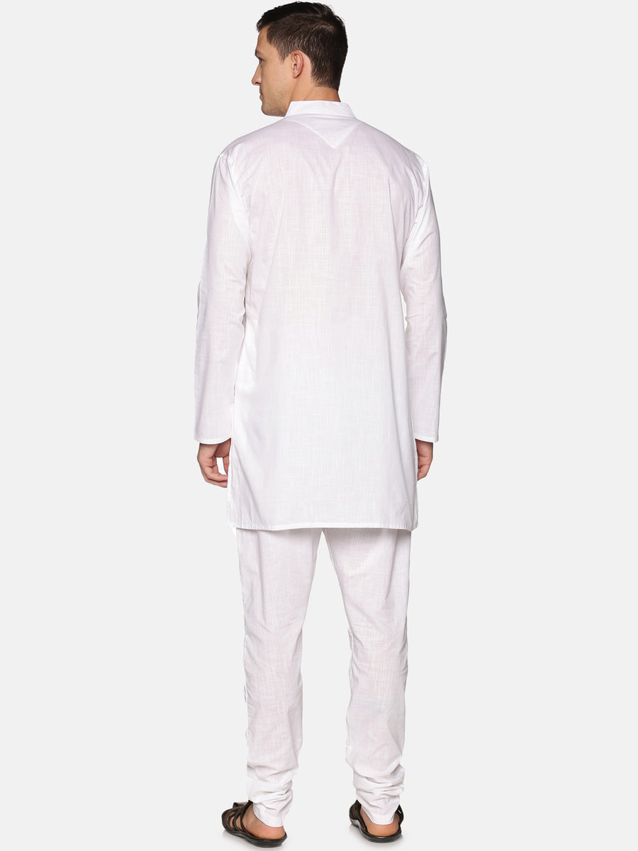 Men White Colour Cotton Kurta Pyjama Set