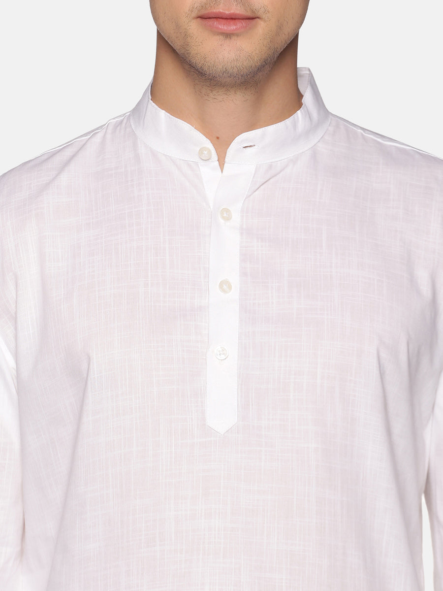 Men White Colour Cotton Kurta Pyjama Set