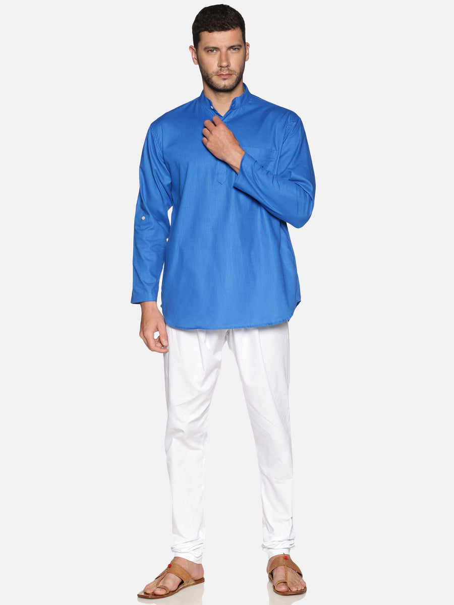 Men Solid Colour Slub Cotton Kurta Pyjama Set