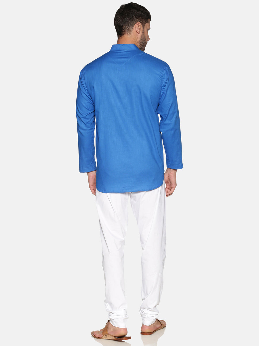 Men Blue Colour Cotton Kurta Pyjama Set.