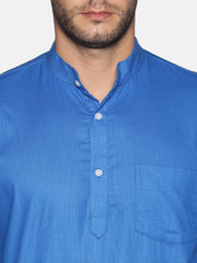 Men Blue Colour Cotton Kurta Pyjama Set.