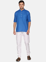 Men Solid Colour Slub Cotton Kurta Pyjama Set