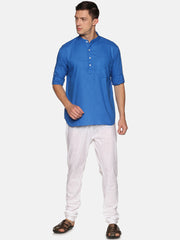 Men Solid Colour Slub Cotton Kurta Pyjama Set