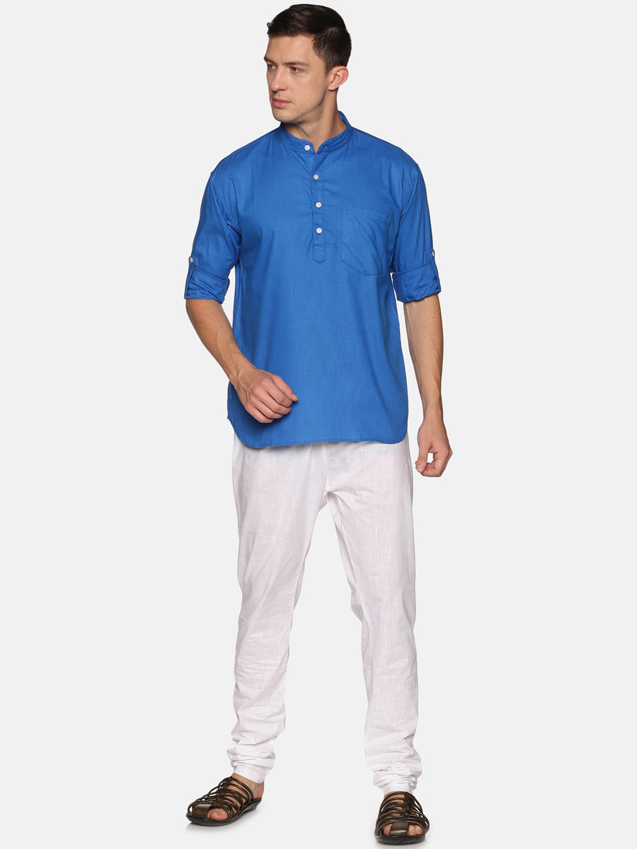 Men Solid Colour Slub Cotton Kurta Pyjama Set