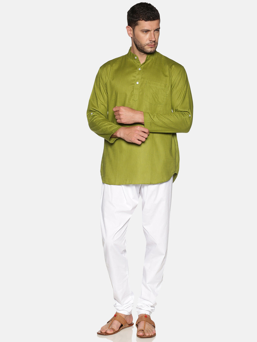 Men Solid Colour Slub Cotton Kurta Pyjama Set