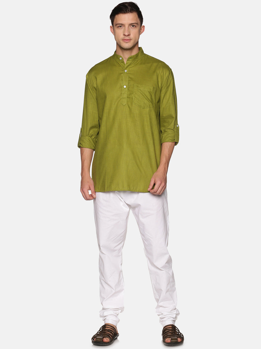 Men Solid Colour Slub Cotton Kurta Pyjama Set