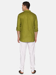 Men Solid Colour Slub Cotton Kurta Pyjama Set