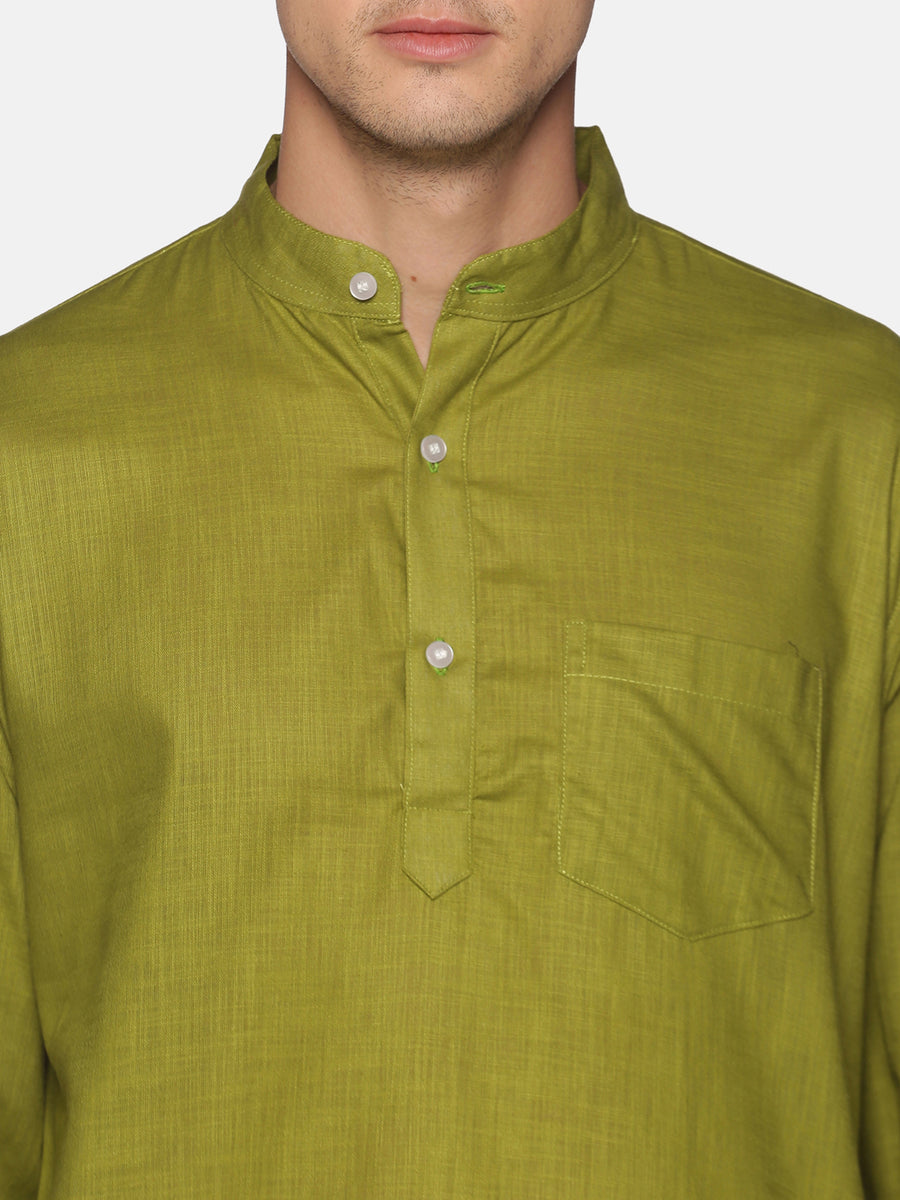 Men Solid Colour Slub Cotton Kurta Pyjama Set