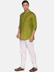 Men Solid Colour Slub Cotton Kurta Pyjama Set