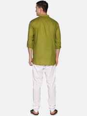 Men Solid Colour Slub Cotton Kurta Pyjama Set