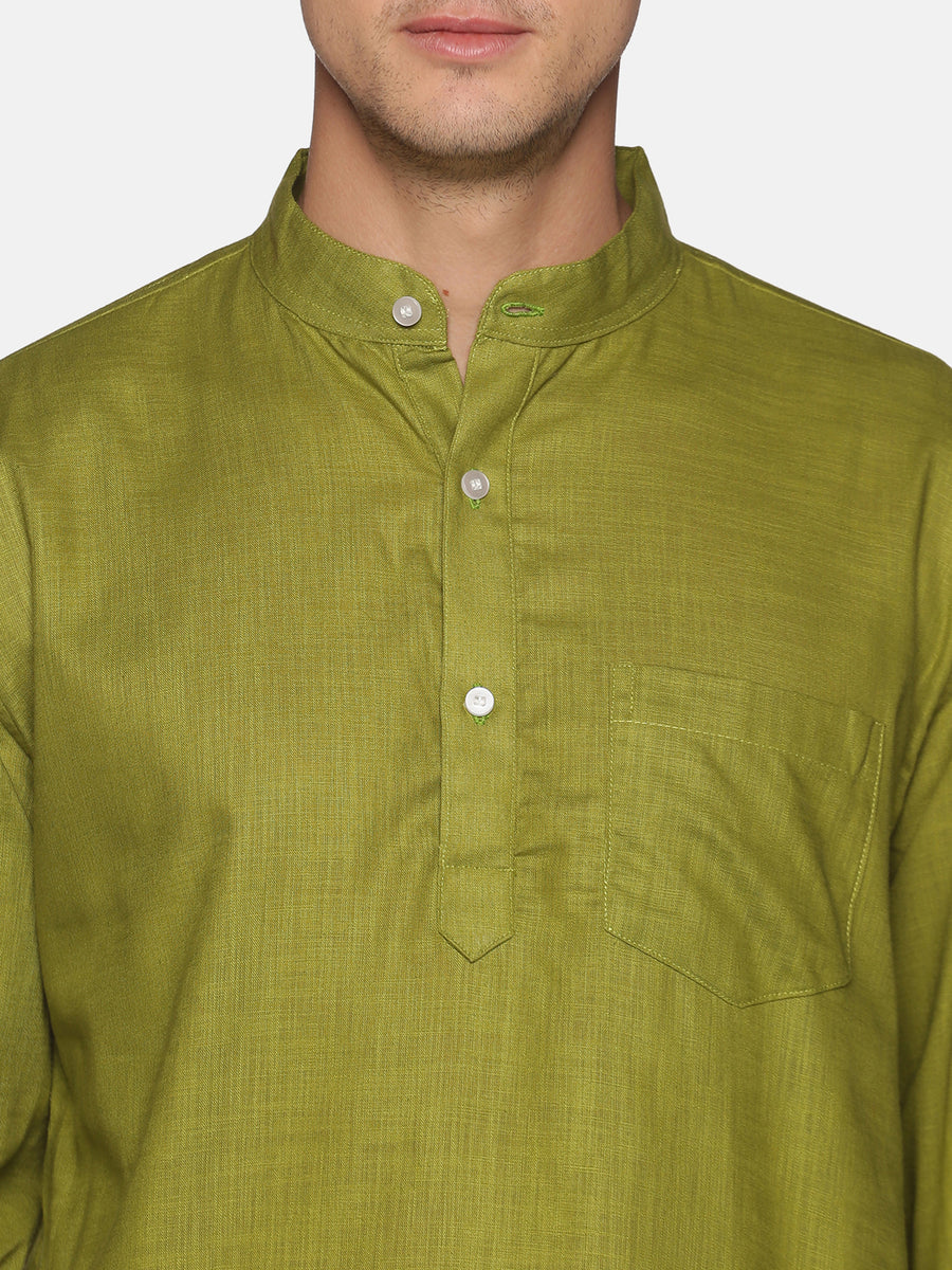 Men Solid Colour Slub Cotton Kurta Pyjama Set
