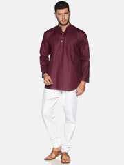 Men Solid Colour Slub Cotton Kurta Pyjama Set
