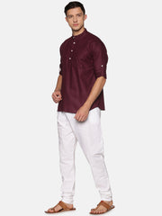 Men Solid Colour Slub Cotton Kurta Pyjama Set