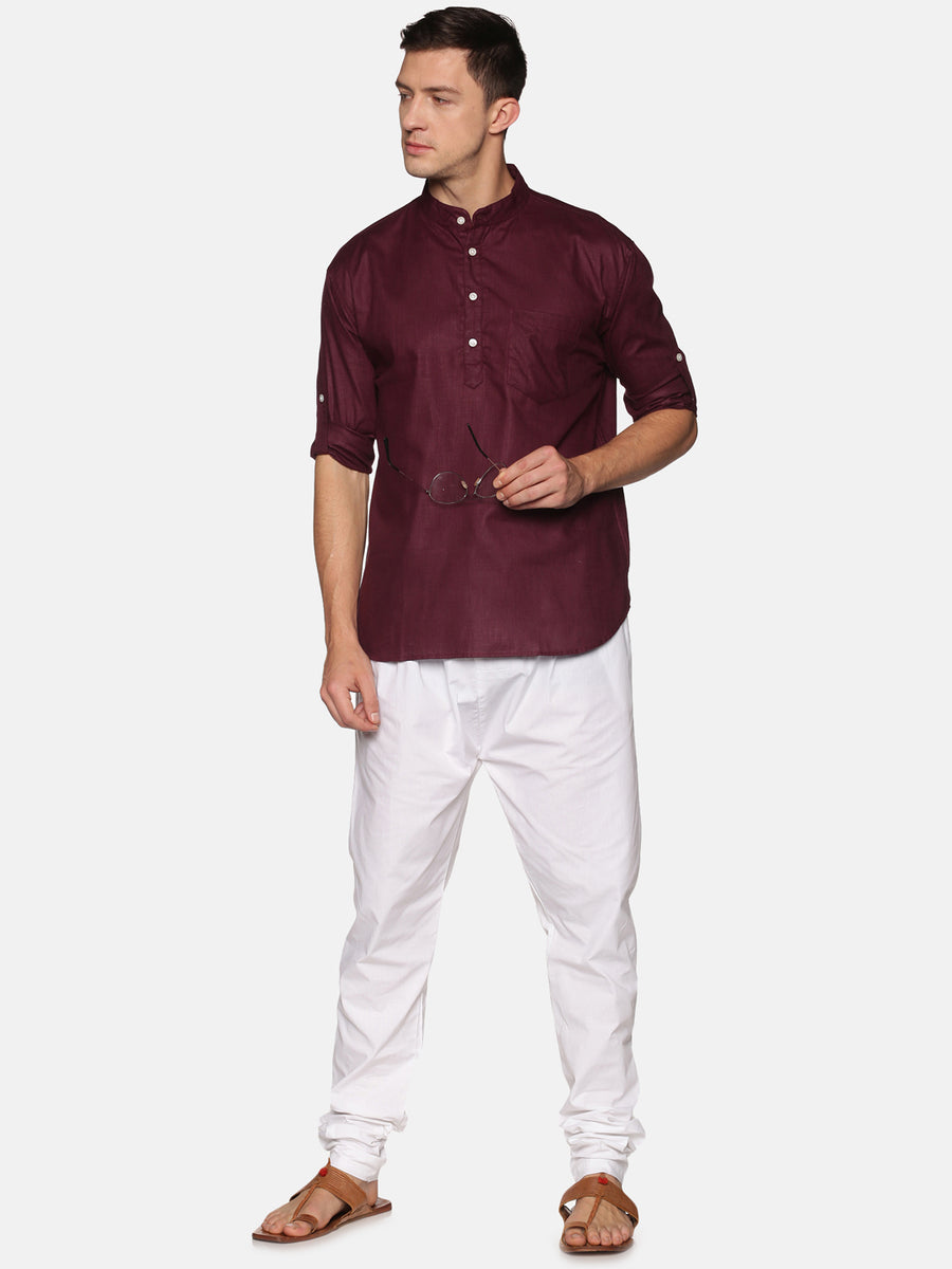 Men Solid Colour Slub Cotton Kurta Pyjama Set