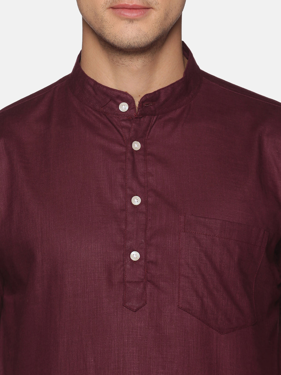 Men Solid Colour Slub Cotton Kurta Pyjama Set