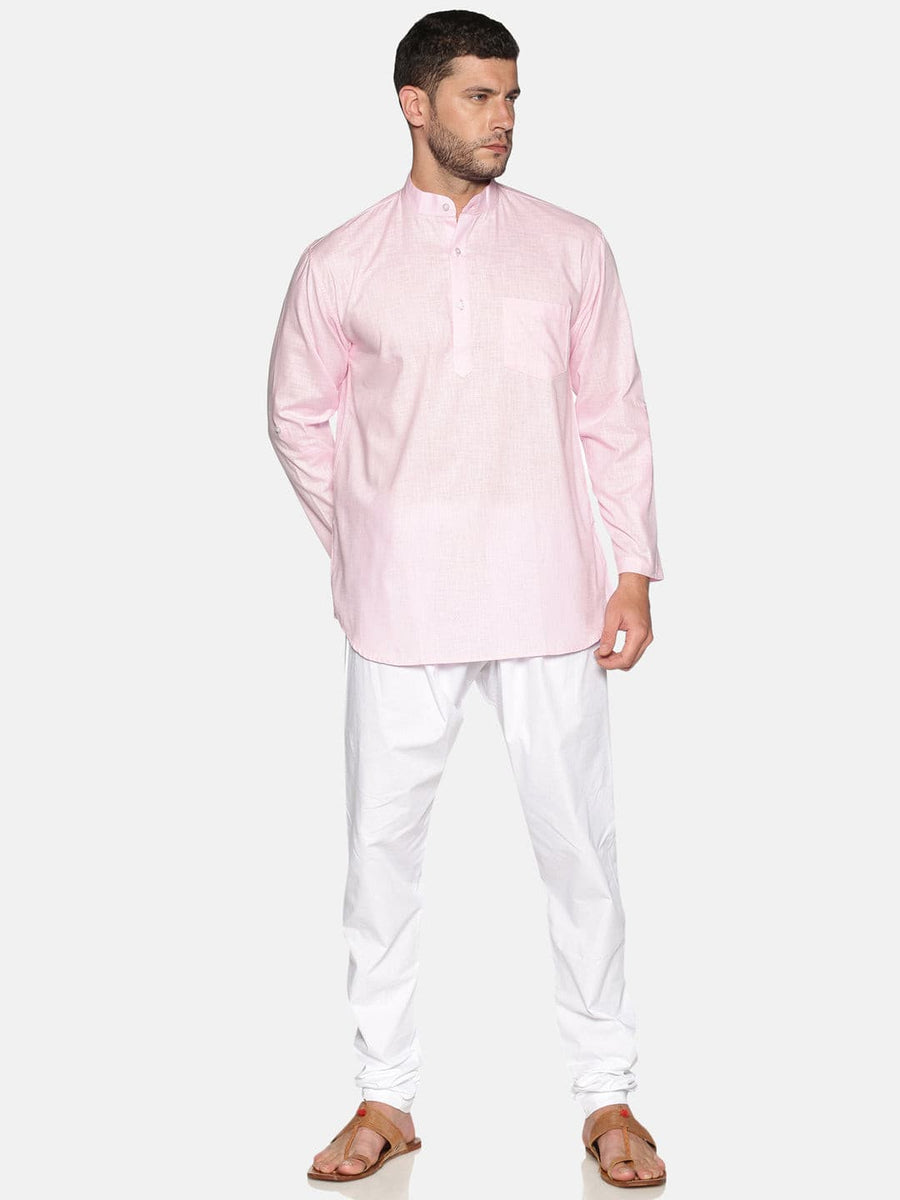 Men Solid Colour Slub Cotton Kurta Pyjama Set