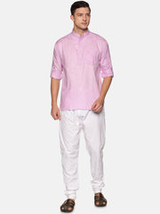 Men Solid Colour Slub Cotton Kurta Pyjama Set