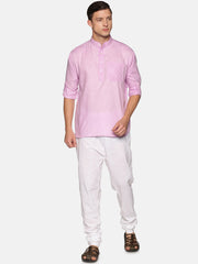 Men Solid Colour Slub Cotton Kurta Pyjama Set