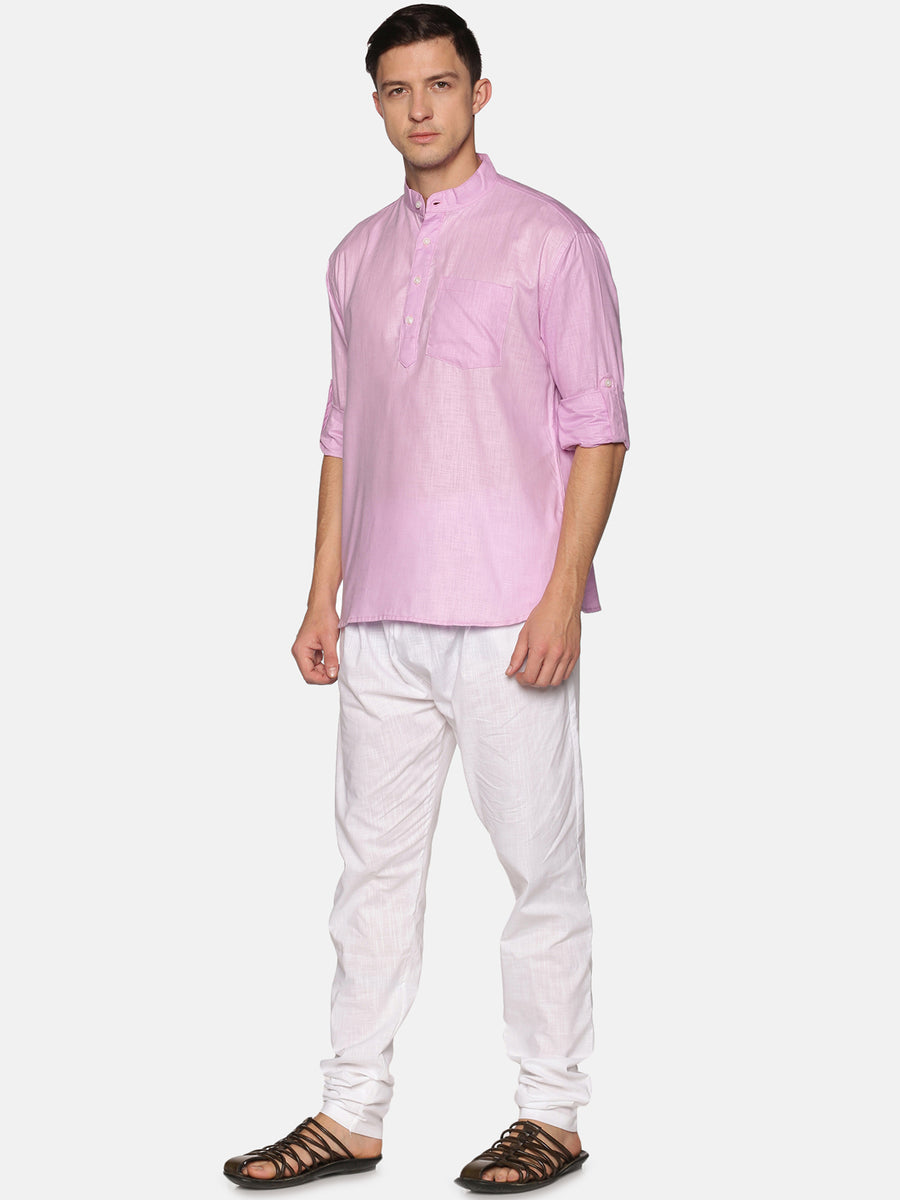 Men Solid Colour Slub Cotton Kurta Pyjama Set