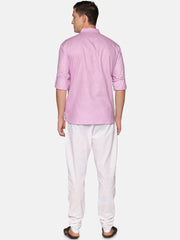 Men Solid Colour Slub Cotton Kurta Pyjama Set