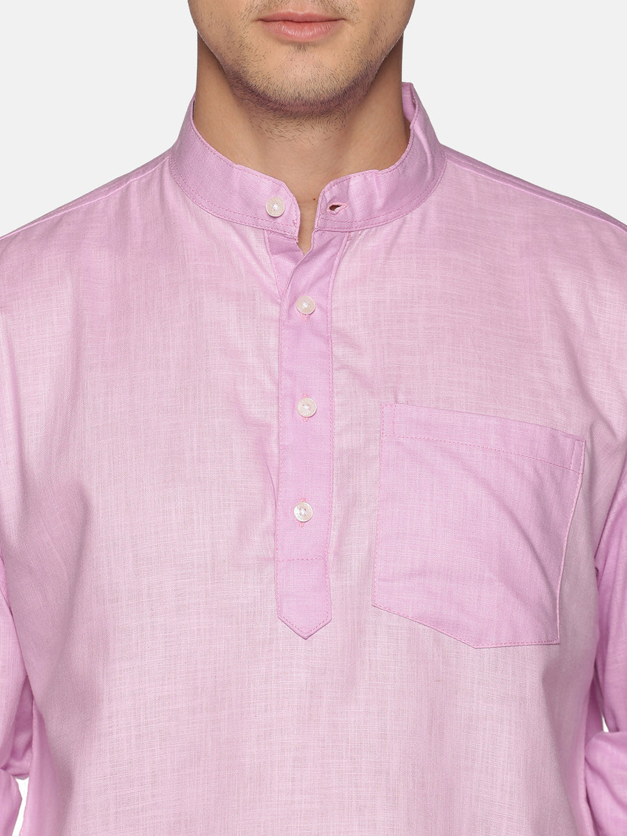 Men Solid Colour Slub Cotton Kurta Pyjama Set