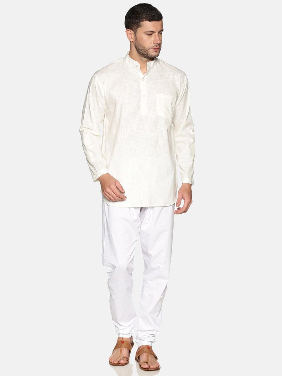 Men Solid Colour Slub Cotton Kurta Pyjama Set