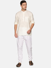 Men Solid Colour Slub Cotton Kurta Pyjama Set