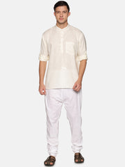 Men Solid Colour Slub Cotton Kurta Pyjama Set