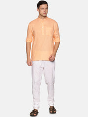 Men Solid Colour Slub Cotton Kurta Pyjama Set