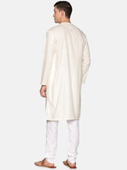 Men Cream Colour Cotton Kurta Pyjama Set.