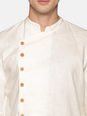 Men Cream Colour Cotton Kurta Pyjama Set.