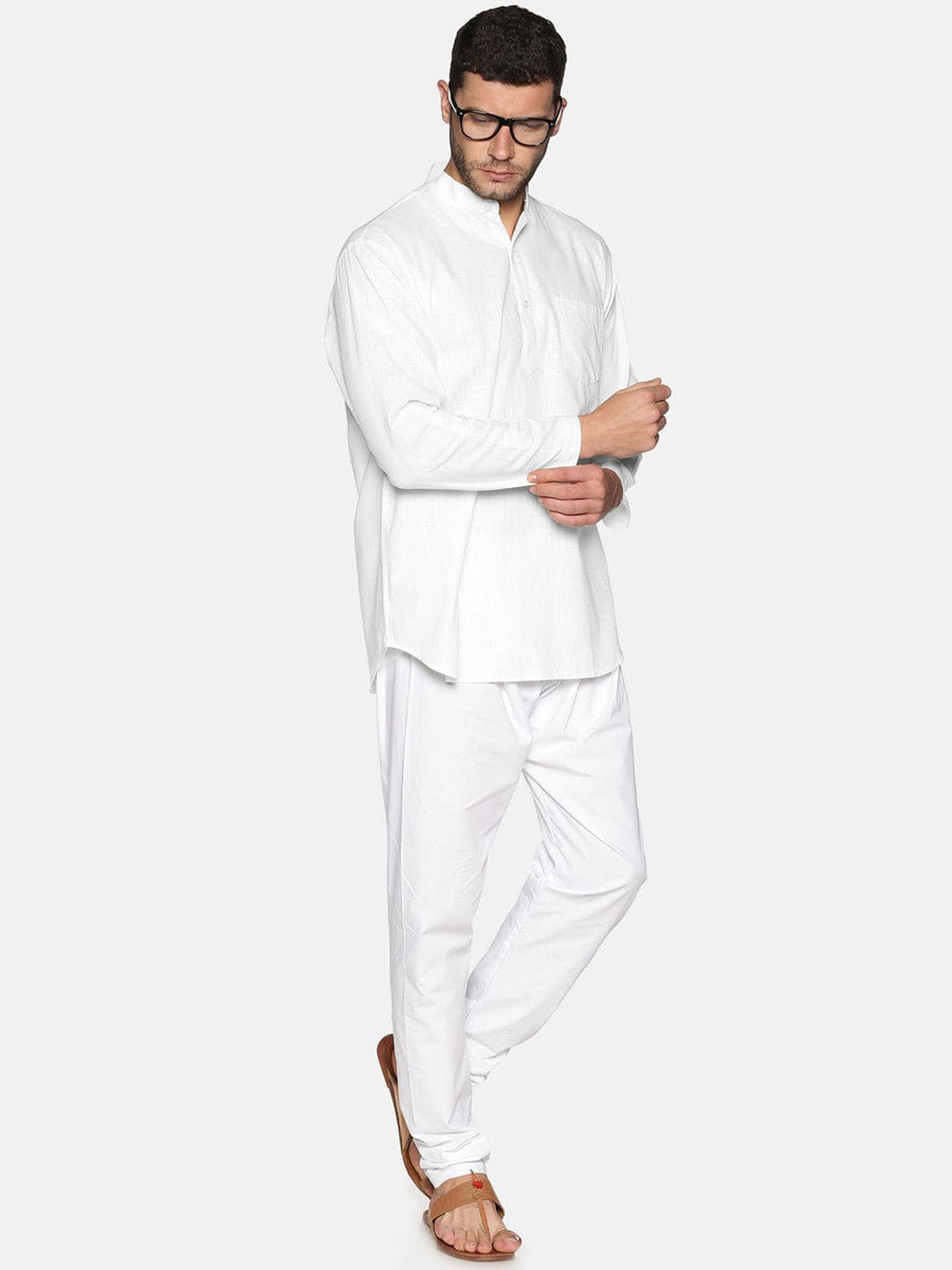 Men White Colour Cotton Kurta Pyjama Set