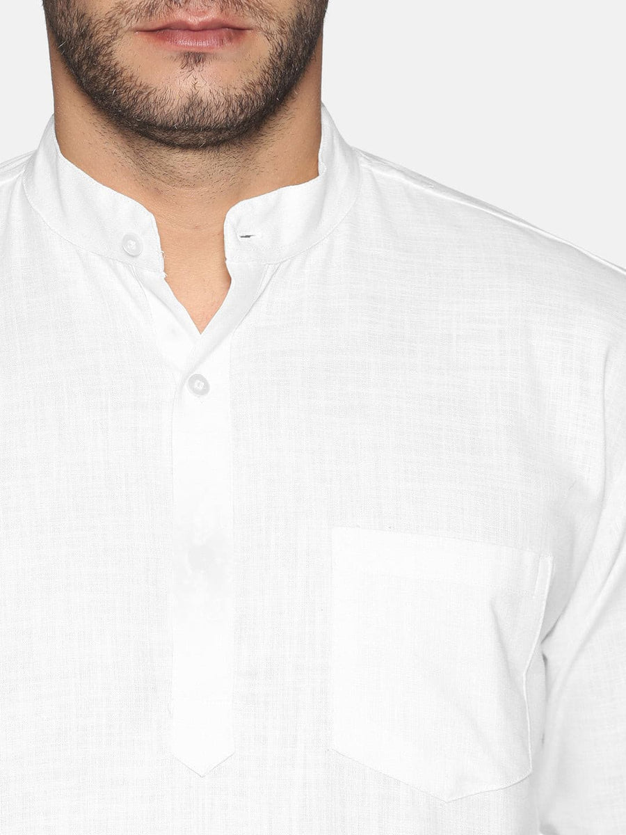 Men White Colour Cotton Kurta Pyjama Set