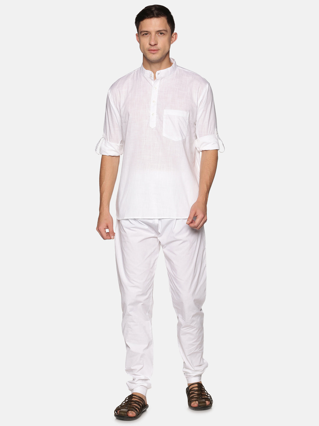 Men White Colour Cotton Kurta Pyjama Set