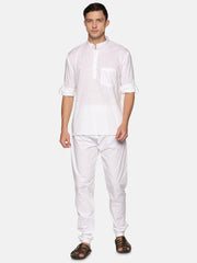 Men White Colour Cotton Kurta Pyjama Set