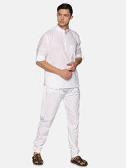Men White Colour Cotton Kurta Pyjama Set.